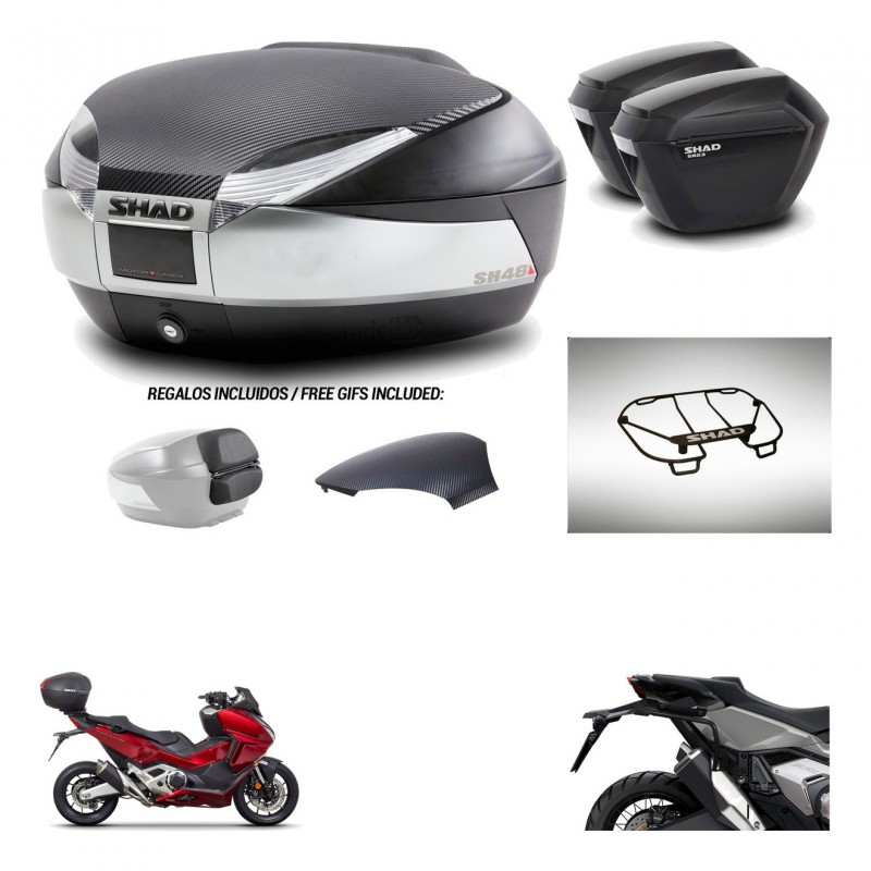 SHAD Suitcases sh23 + mounting bracket trunk SH48 backrest cover accessories KIT-475486