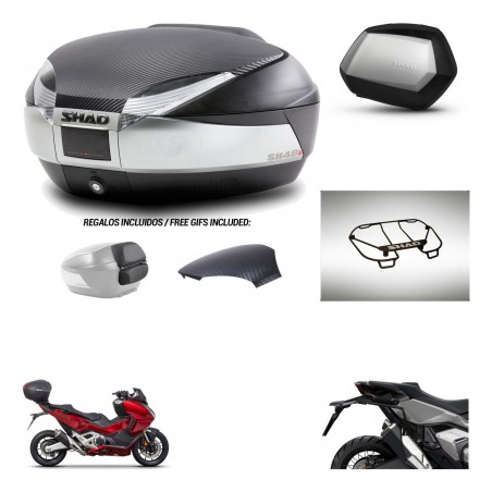 SHAD Maletas SH35 PREMIUM + soporte montaje baul SH48 tapa respaldo accesorios KIT-475487