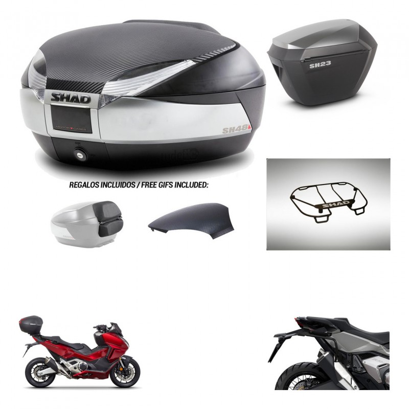SHAD Maletas sh23 alu + soporte montaje baul SH48 tapa respaldo accesorios KIT-475489