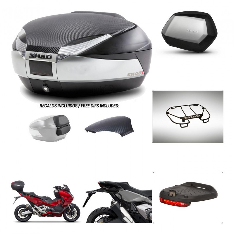 SHAD Maletas SH35 PREMIUM + soporte montaje baul SH48 tapa respaldo accesorios KIT-475493