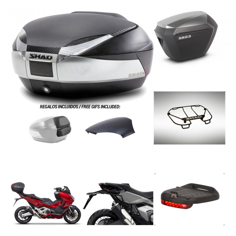 SHAD Maletas sh23 alu + soporte montaje baul SH48 tapa respaldo accesorios KIT-475495
