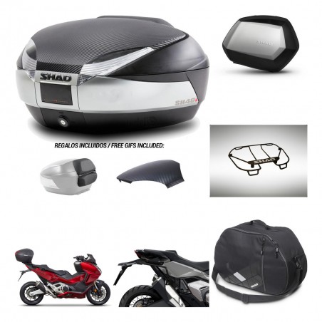 SHAD Maletas SH35 PREMIUM + soporte montaje baul SH48 tapa respaldo accesorios KIT-475499