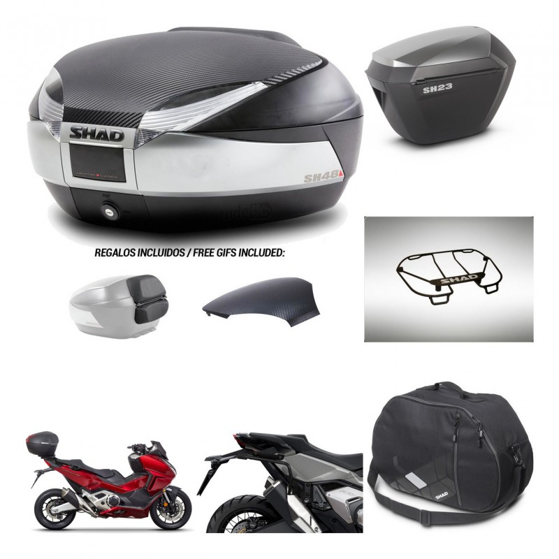 SHAD Maletas sh23 alu + soporte montaje baul SH48 tapa respaldo accesorios KIT-475501