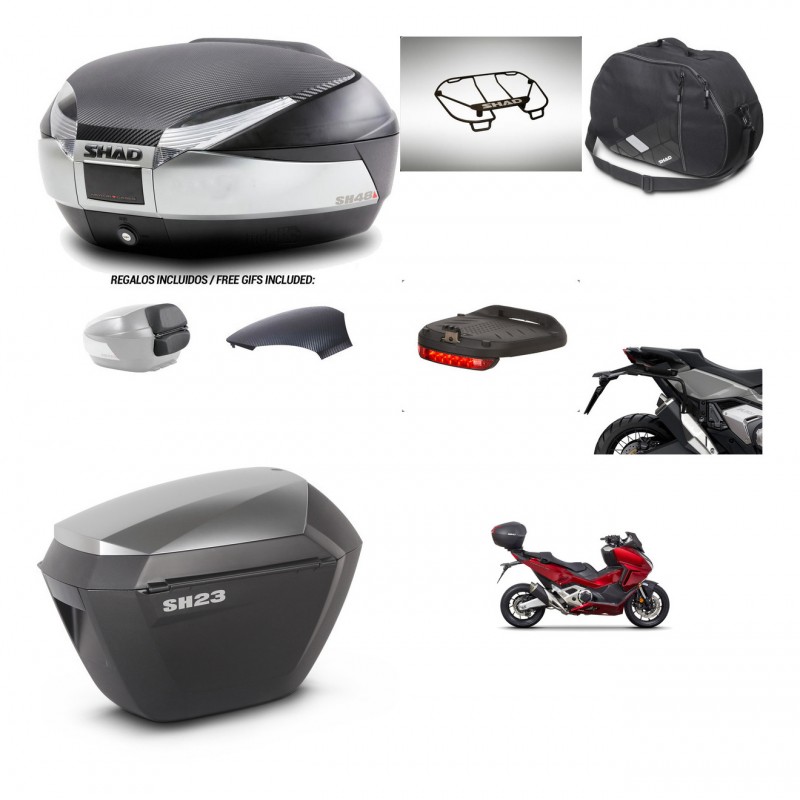 SHAD SH23 alu suitcases + mounting bracket SH48 trunk backrest cover accessories KIT-475507