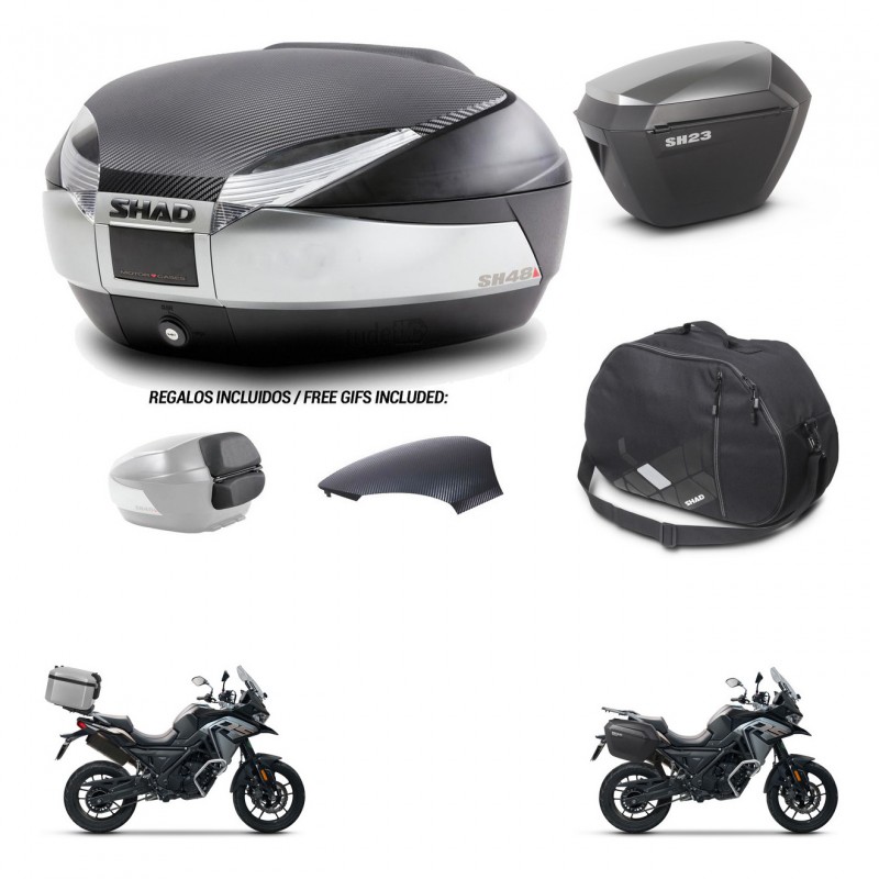 SHAD Maletas sh23 alu + soporte montaje baul SH48 tapa respaldo accesorios KIT-475525