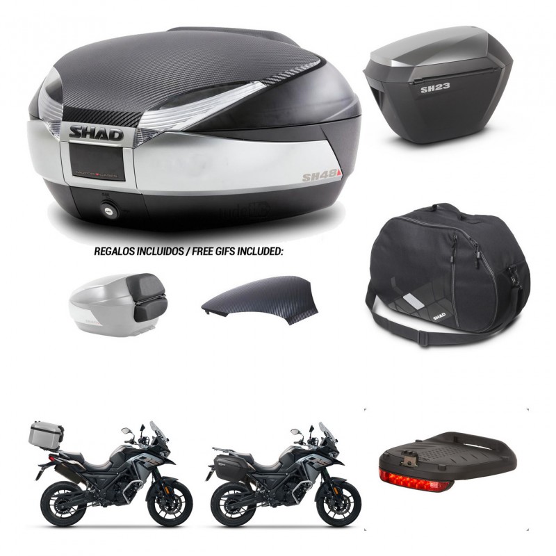 SHAD Maletas sh23 alu + soporte montaje baul SH48 tapa respaldo accesorios KIT-475531