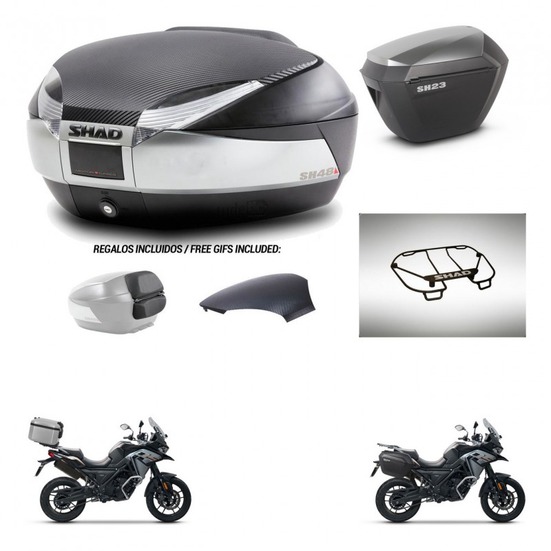 SHAD Maletas sh23 alu + soporte montaje baul SH48 tapa respaldo accesorios KIT-475537