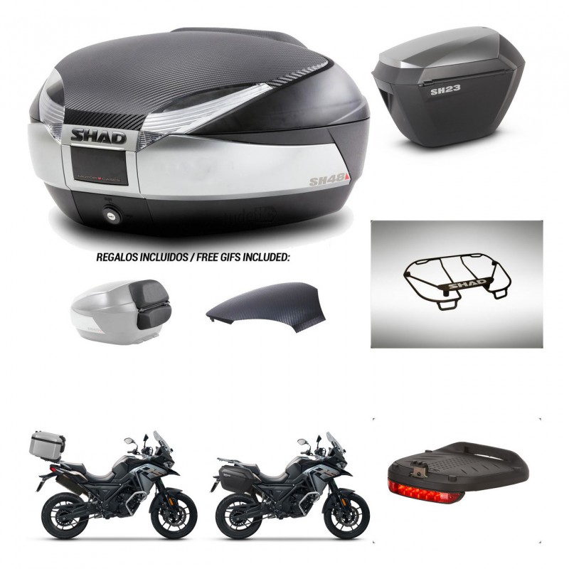 SHAD SH23 alu suitcases + mounting bracket SH48 trunk backrest cover accessories KIT-475543