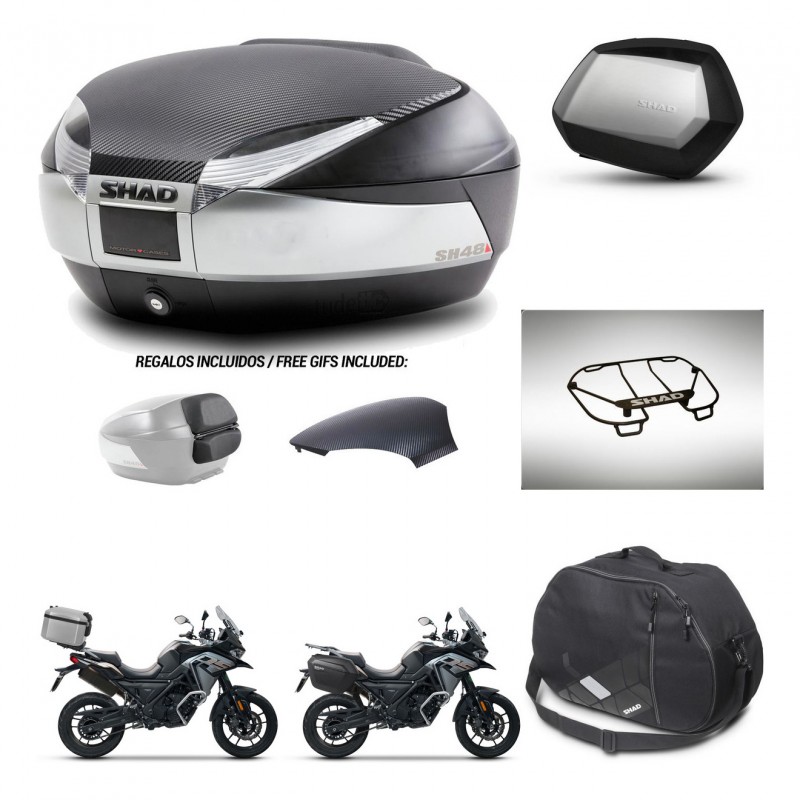 SHAD Maletas SH35 PREMIUM + soporte montaje baul SH48 tapa respaldo accesorios KIT-475547