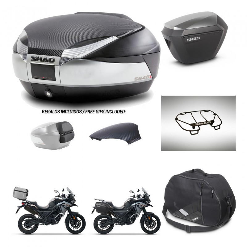 SHAD Maletas sh23 alu + soporte montaje baul SH48 tapa respaldo accesorios KIT-475549