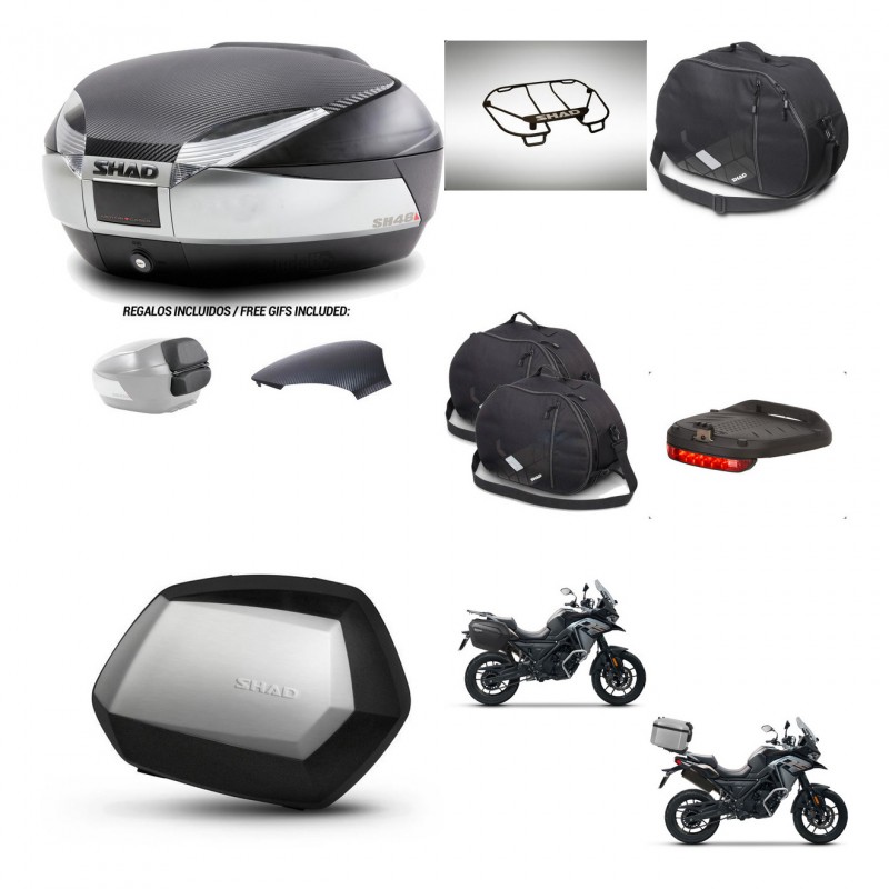 SHAD Maletas SH35 PREMIUM + soporte montaje baul SH48 tapa respaldo accesorios KIT-475554