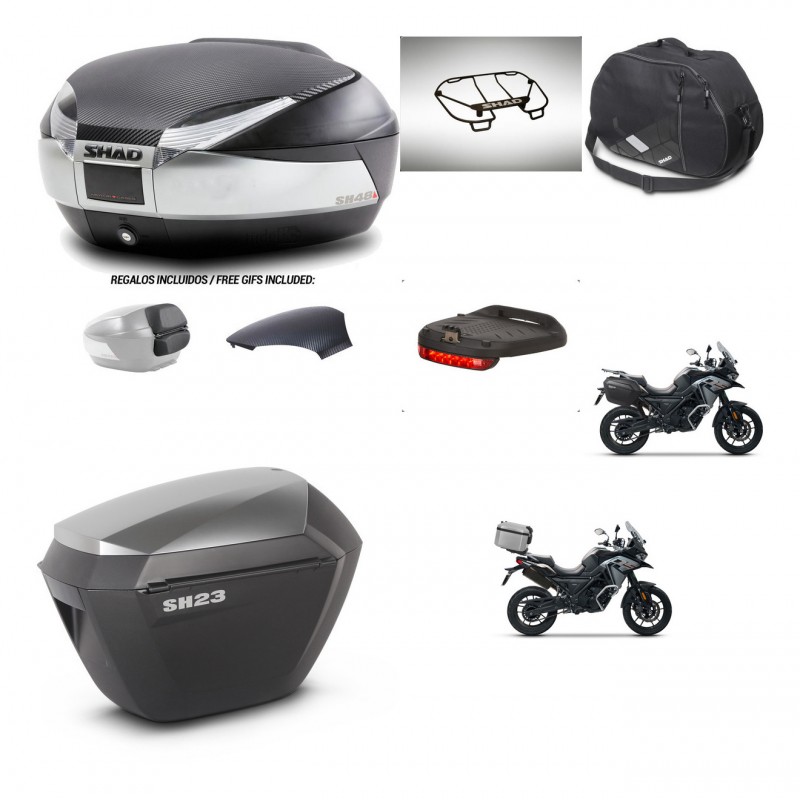 SHAD Maletas sh23 alu + soporte montaje baul SH48 tapa respaldo accesorios KIT-475555