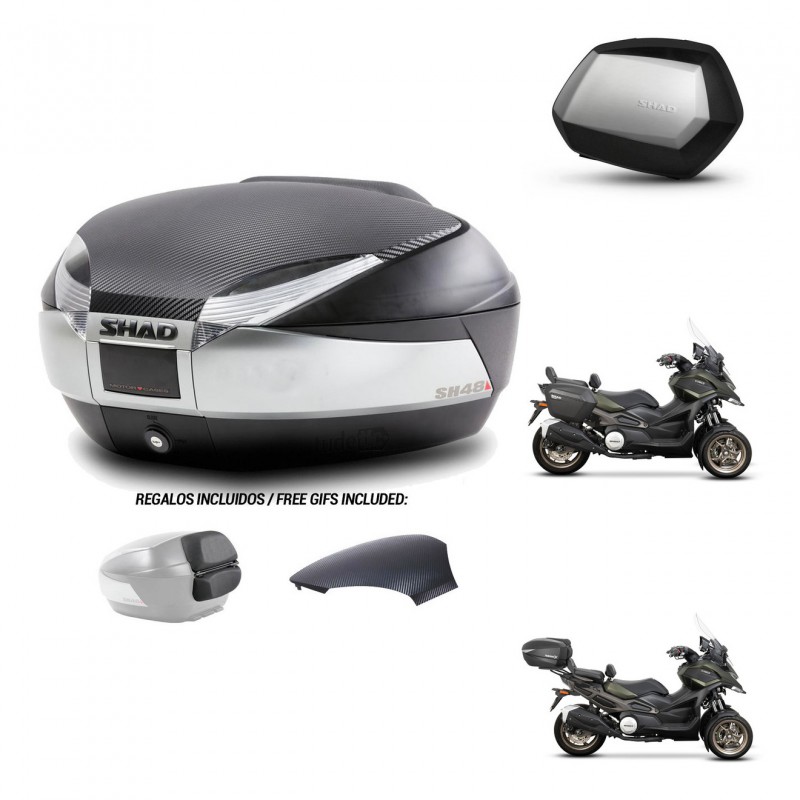 SHAD Maletas SH35 PREMIUM + soporte montaje baul SH48 tapa respaldo KIT-475559