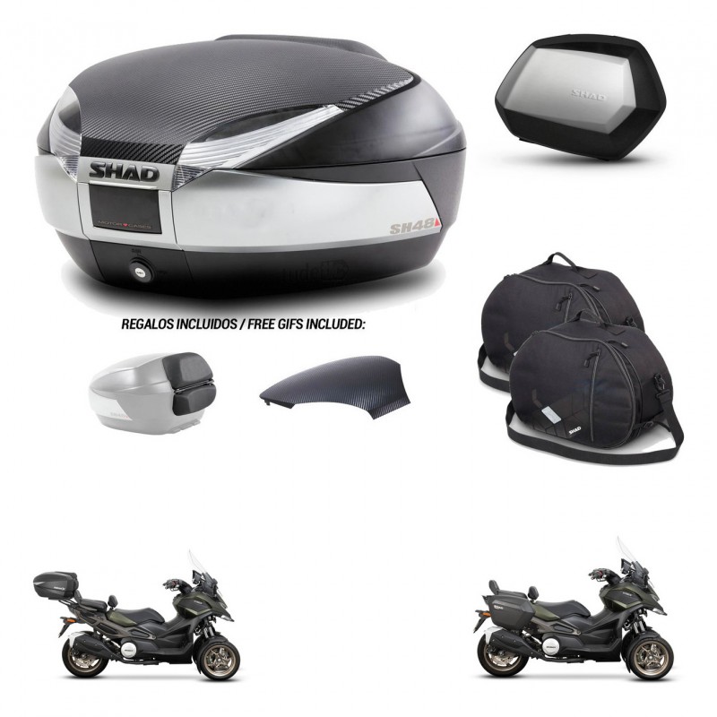 SHAD Maletas SH35 PREMIUM + soporte montaje baul SH48 tapa respaldo accesorios KIT-475560