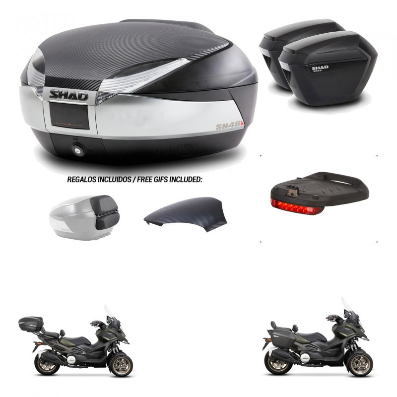 SHAD Maletas sh23 + soporte montaje baul SH48 tapa respaldo accesorios KIT-475564
