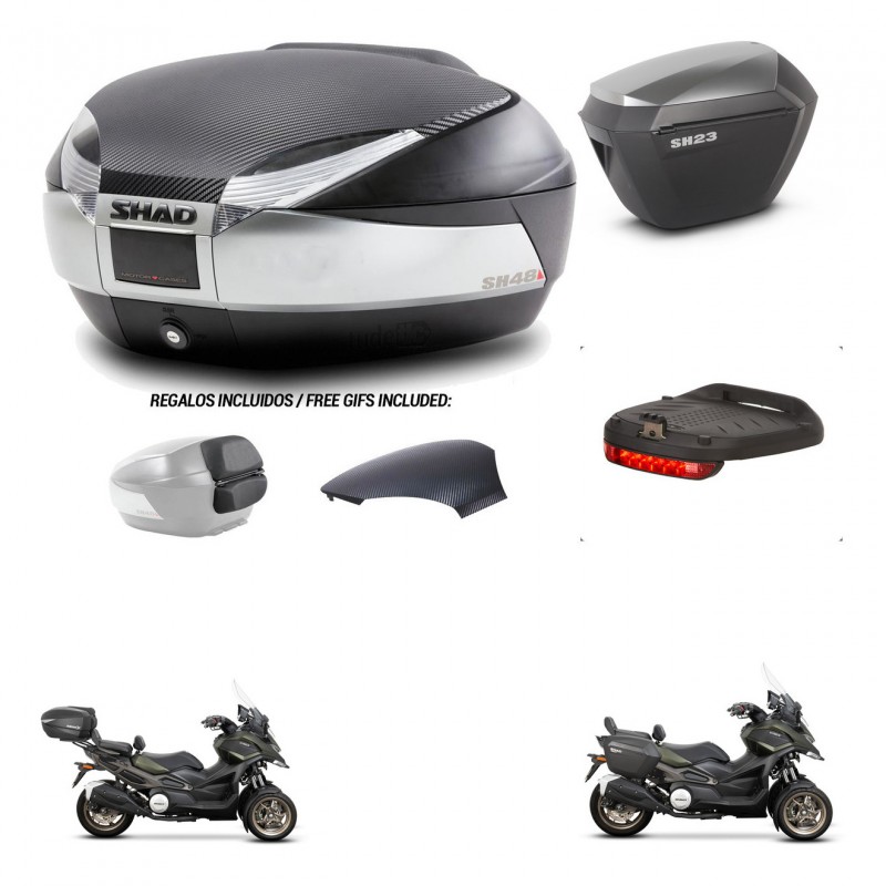 SHAD Maletas sh23 alu + soporte montaje baul SH48 tapa respaldo accesorios KIT-475567