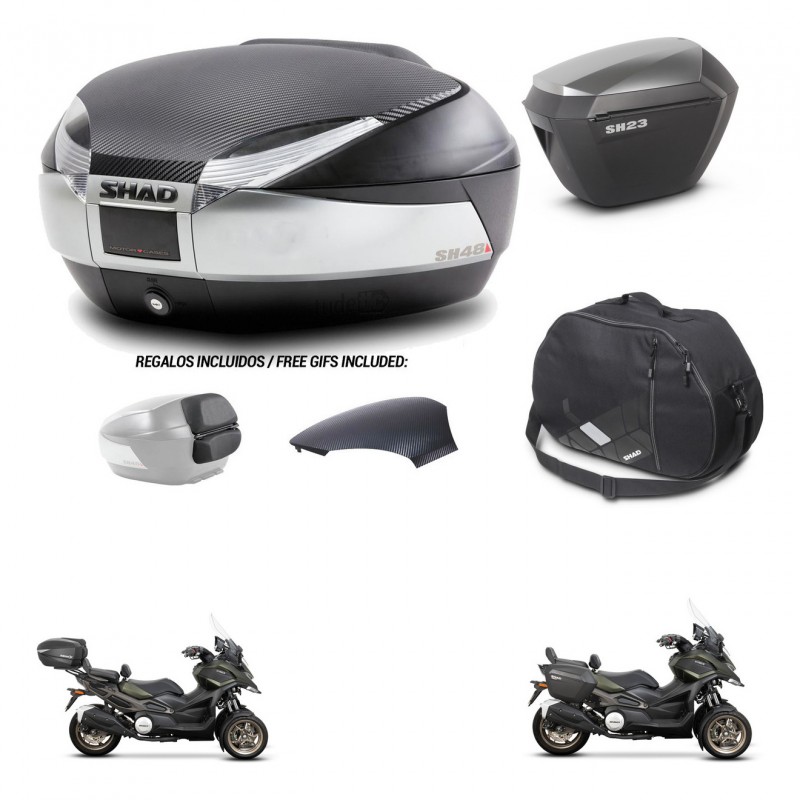 SHAD SH23 alu suitcases + mounting bracket SH48 trunk backrest cover accessories KIT-475573