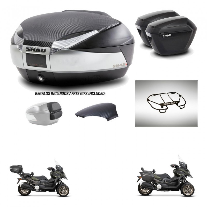 SHAD Suitcases sh23 + mounting bracket trunk SH48 backrest cover accessories KIT-475582