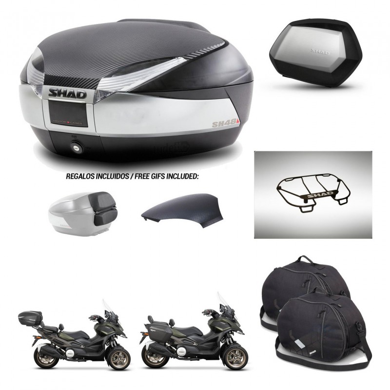 SHAD Maletas SH35 PREMIUM + soporte montaje baul SH48 tapa respaldo accesorios KIT-475584
