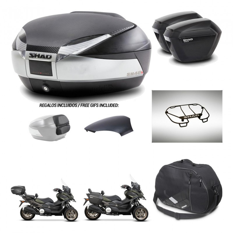 SHAD Suitcases sh23 + mounting bracket trunk SH48 backrest cover accessories KIT-475594
