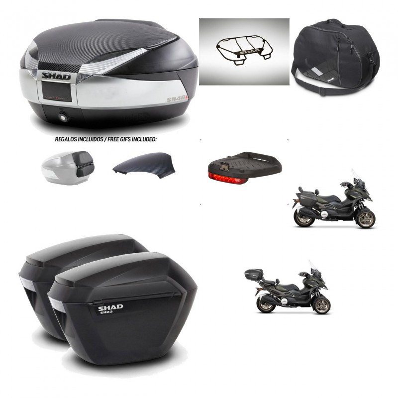 SHAD Suitcases sh23 + mounting bracket trunk SH48 backrest cover accessories KIT-475600