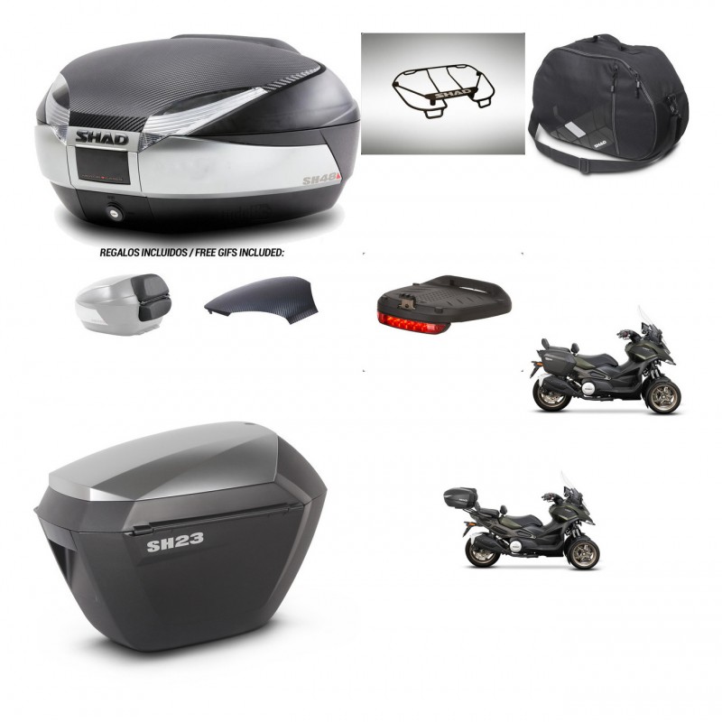 SHAD SH23 alu suitcases + mounting bracket SH48 trunk backrest cover accessories KIT-475603