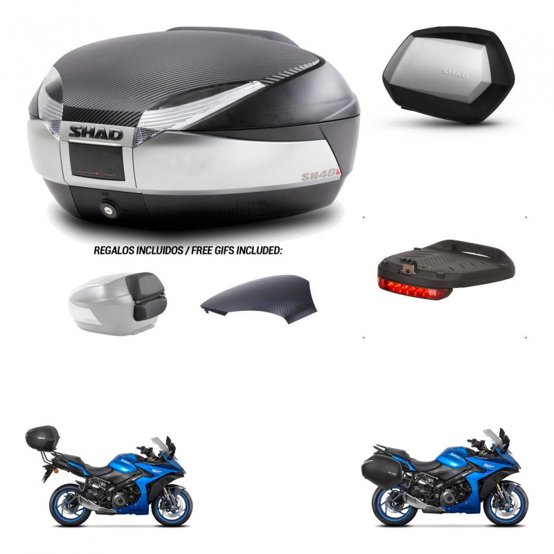 SHAD Maletas SH35 PREMIUM + soporte montaje baul SH48 tapa respaldo accesorios KIT-475613