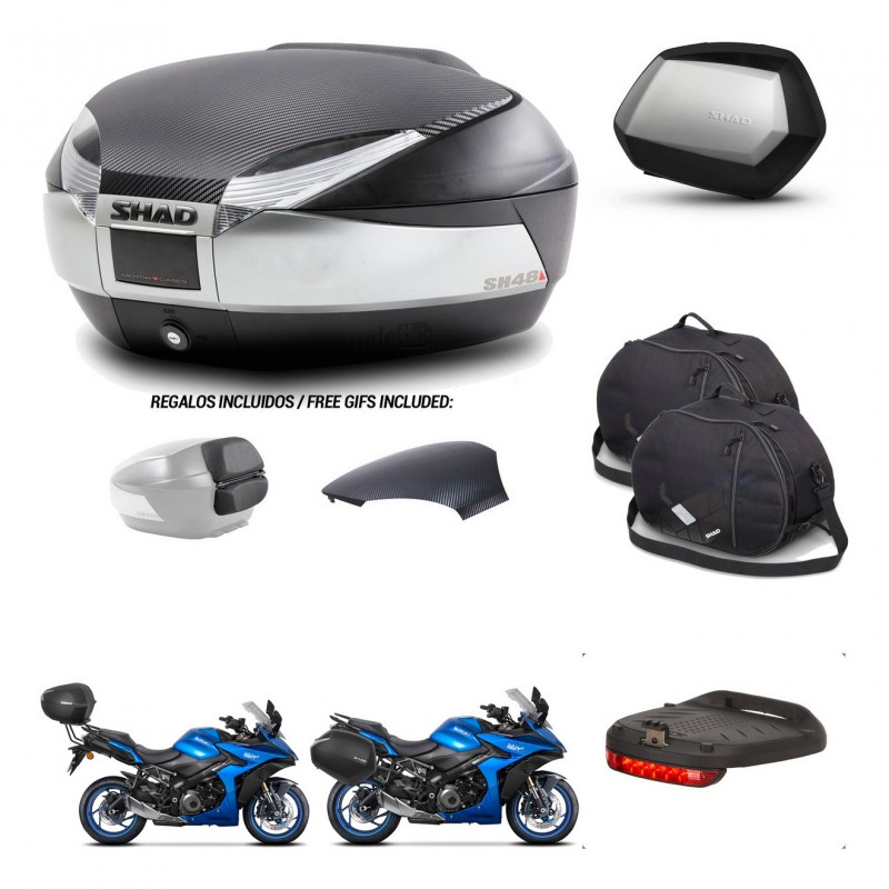 SHAD Maletas SH35 PREMIUM + soporte montaje baul SH48 tapa respaldo accesorios KIT-475614