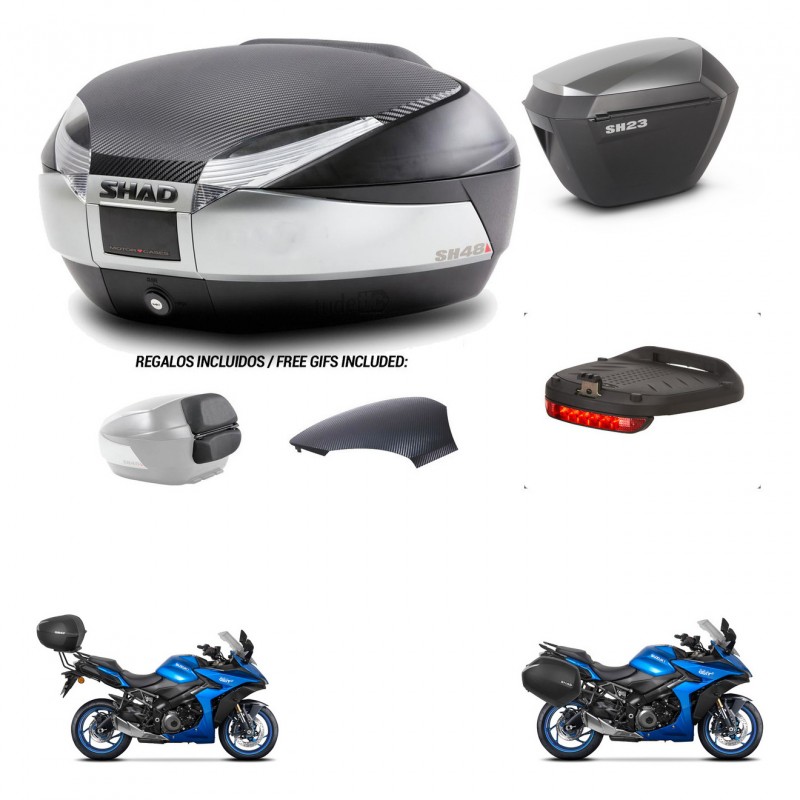 SHAD SH23 alu suitcases + mounting bracket SH48 trunk backrest cover accessories KIT-475615