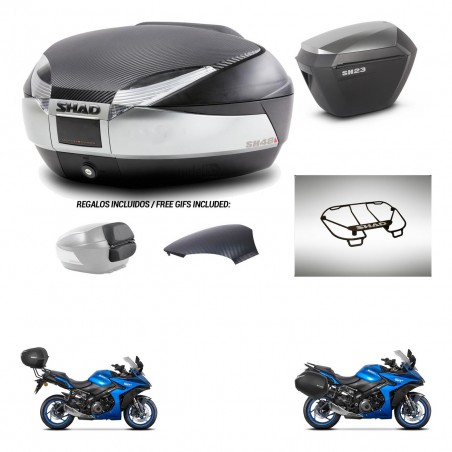 SHAD Maletas sh23 alu + soporte montaje baul SH48 tapa respaldo accesorios KIT-475633