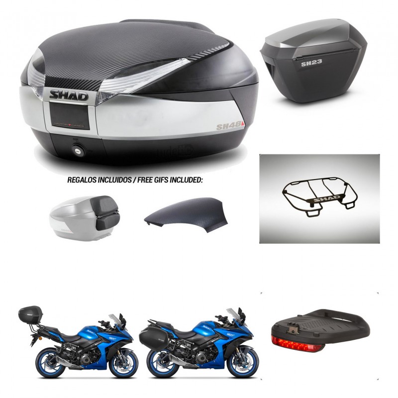 SHAD SH23 alu suitcases + mounting bracket SH48 trunk backrest cover accessories KIT-475639