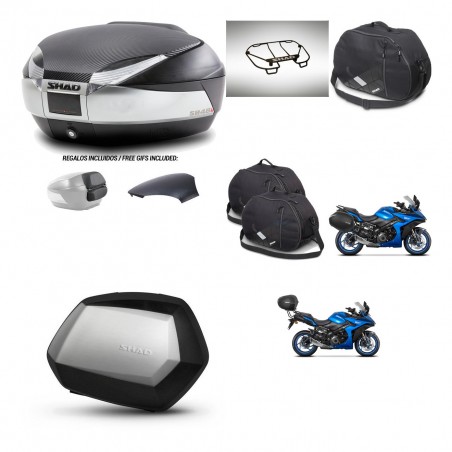 SHAD Maletas SH35 PREMIUM + soporte montaje baul SH48 tapa respaldo accesorios KIT-475644