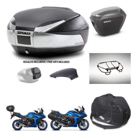 SHAD Maletas sh23 alu + soporte montaje baul SH48 tapa respaldo accesorios KIT-475645