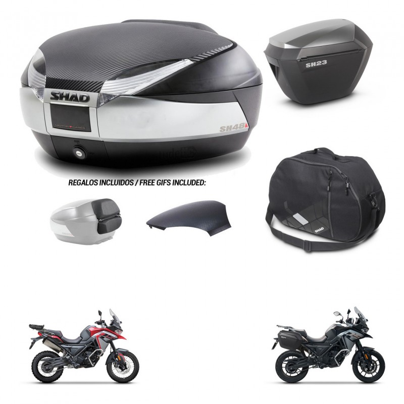 SHAD SH23 alu suitcases + mounting bracket SH48 trunk backrest cover accessories KIT-475669