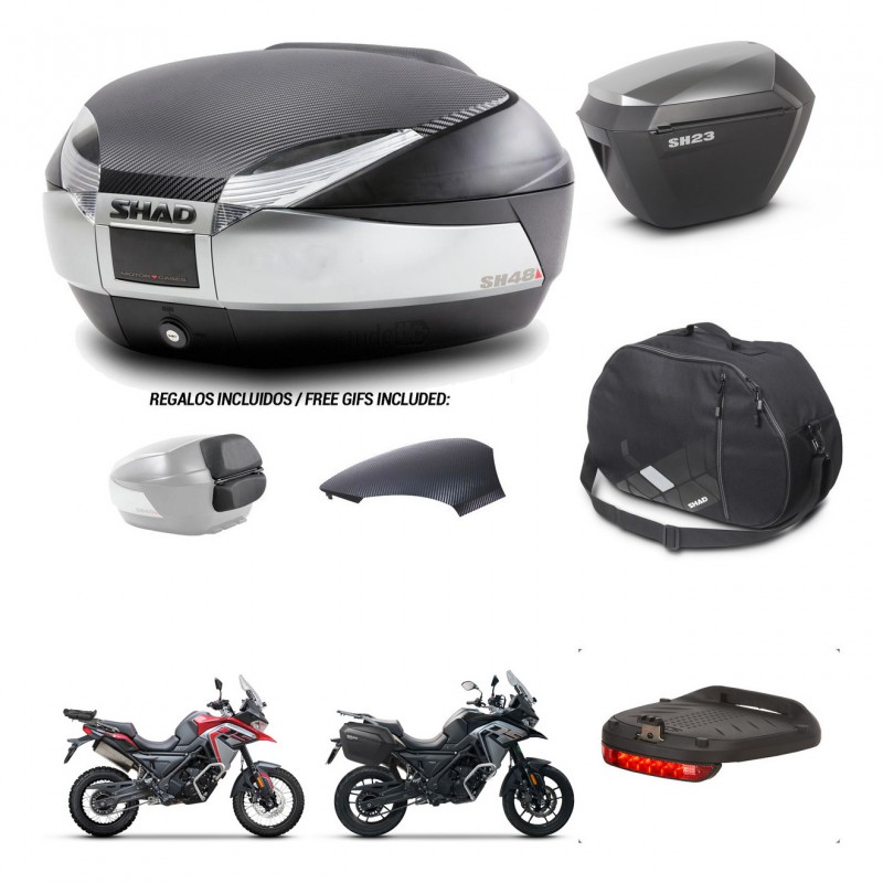 SHAD SH23 alu suitcases + mounting bracket SH48 trunk backrest cover accessories KIT-475675
