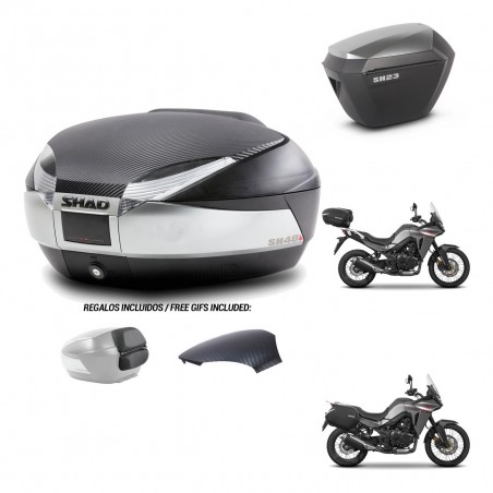 SHAD SH23 alu suitcases + mounting bracket SH48 trunk backrest cover KIT-475705