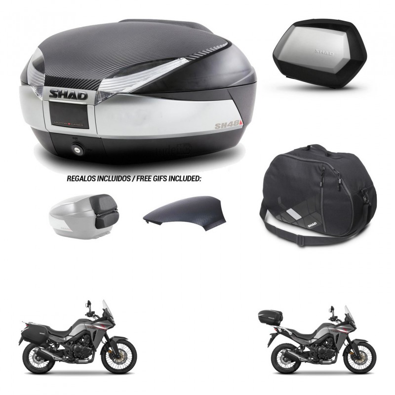 SHAD Maletas SH35 PREMIUM + soporte montaje baul SH48 tapa respaldo accesorios KIT-475715