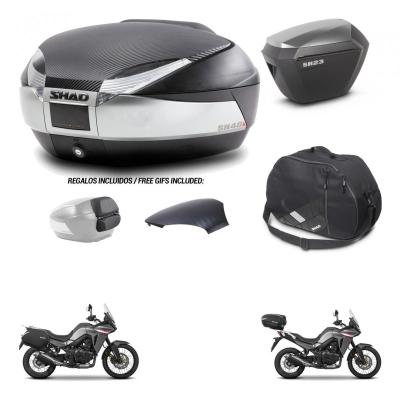 SHAD SH23 alu suitcases + mounting bracket SH48 trunk backrest cover accessories KIT-475717