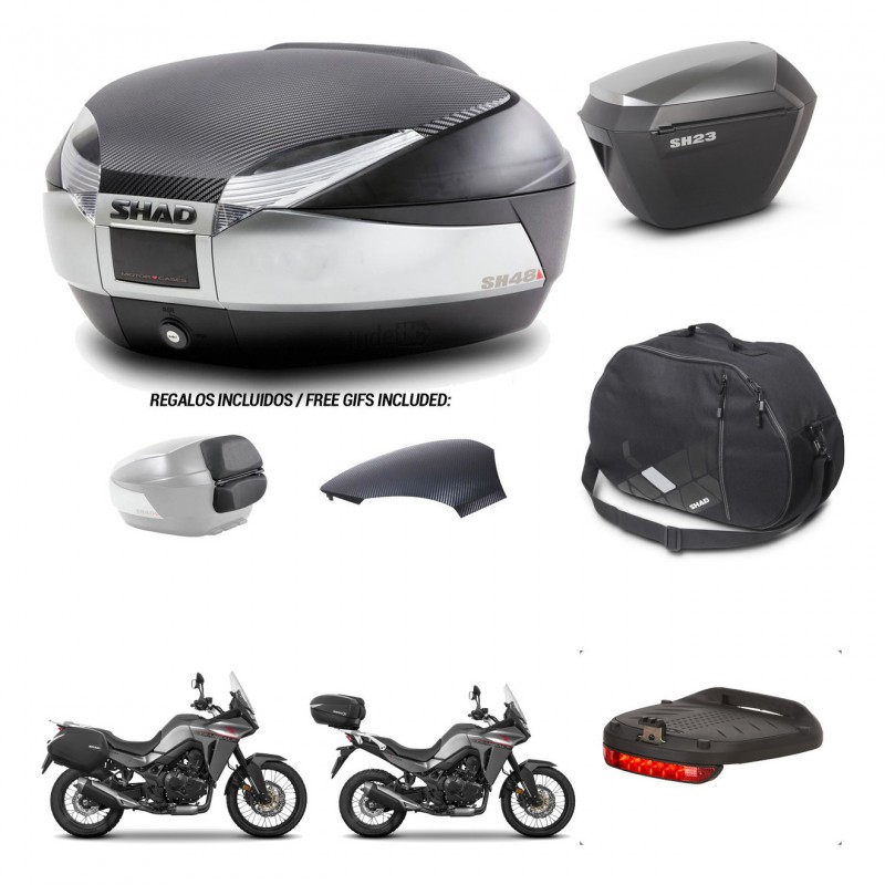 SHAD SH23 alu suitcases + mounting bracket SH48 trunk backrest cover accessories KIT-475723