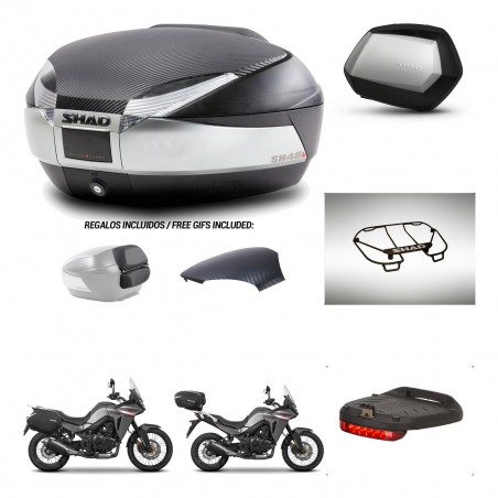 SHAD Maletas SH35 PREMIUM + soporte montaje baul SH48 tapa respaldo accesorios KIT-475733