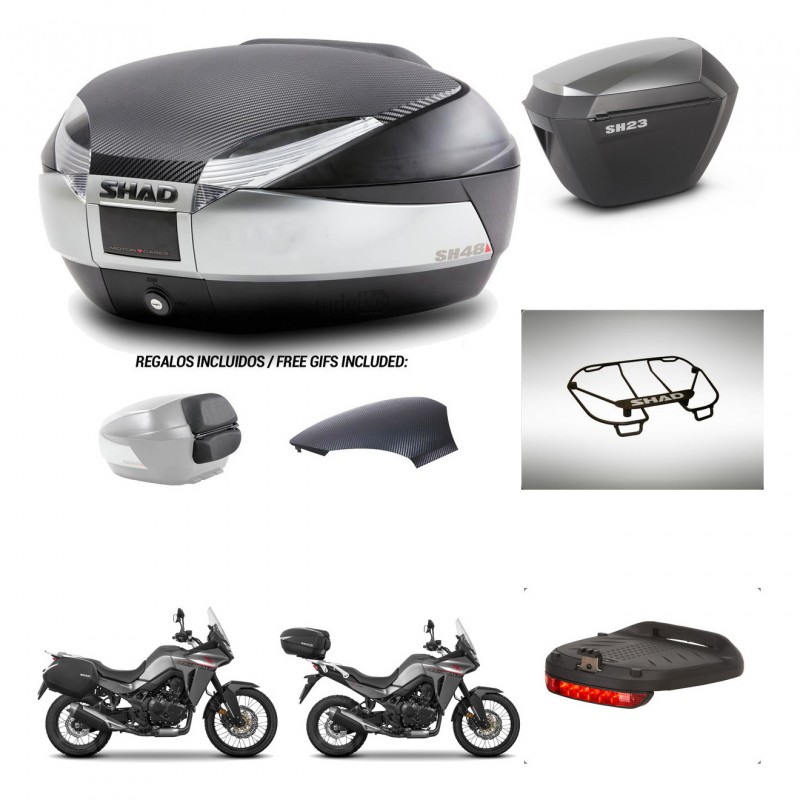 SHAD SH23 alu suitcases + mounting bracket SH48 trunk backrest cover accessories KIT-475735