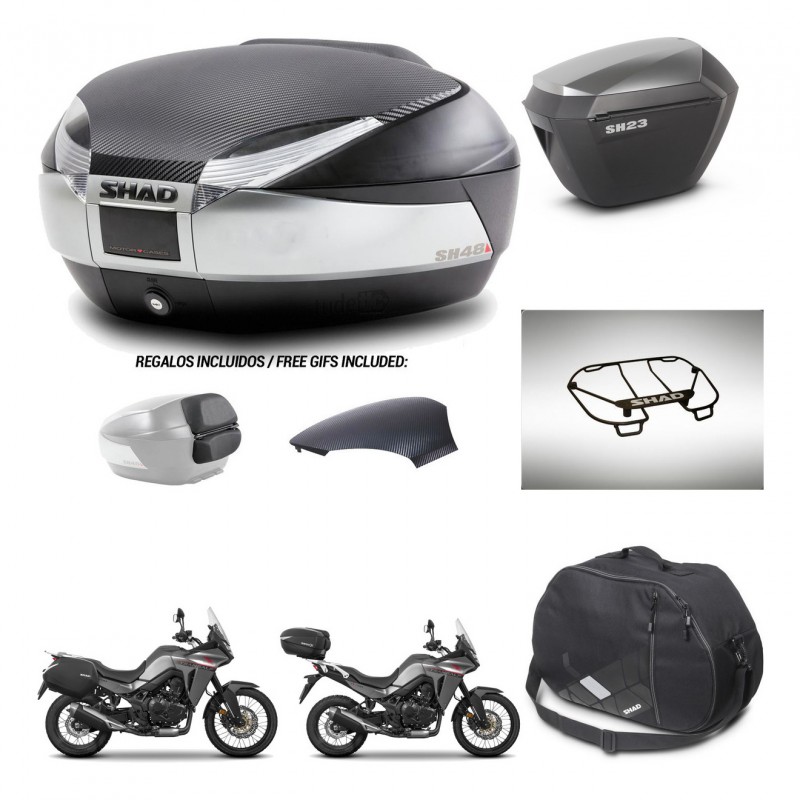 SHAD SH23 alu suitcases + mounting bracket SH48 trunk backrest cover accessories KIT-475741