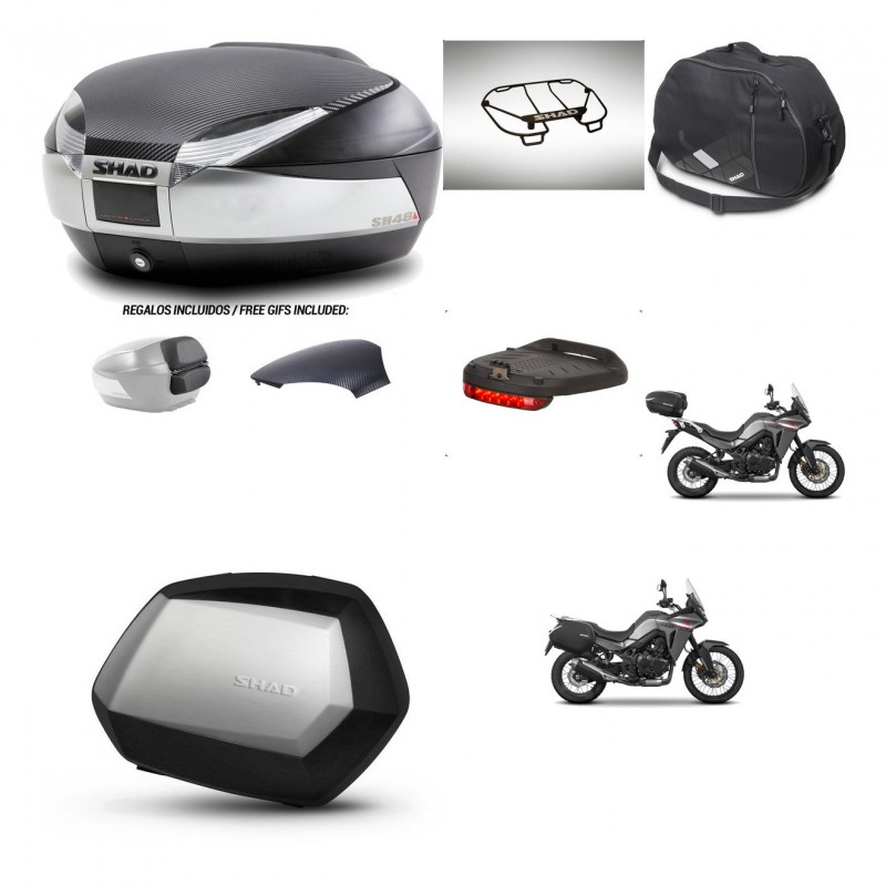 SHAD Maletas SH35 PREMIUM + soporte montaje baul SH48 tapa respaldo accesorios KIT-475745
