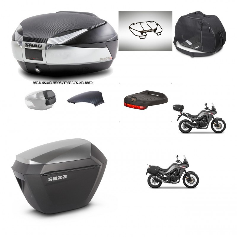 SHAD SH23 alu suitcases + mounting bracket SH48 trunk backrest cover accessories KIT-475747