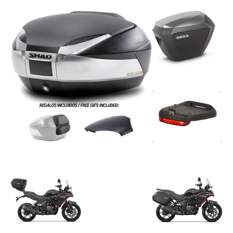 SHAD SH23 alu suitcases + mounting bracket SH48 trunk backrest cover accessories KIT-475759