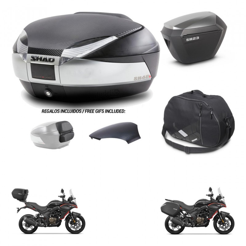 SHAD SH23 alu suitcases + mounting bracket SH48 trunk backrest cover accessories KIT-475765