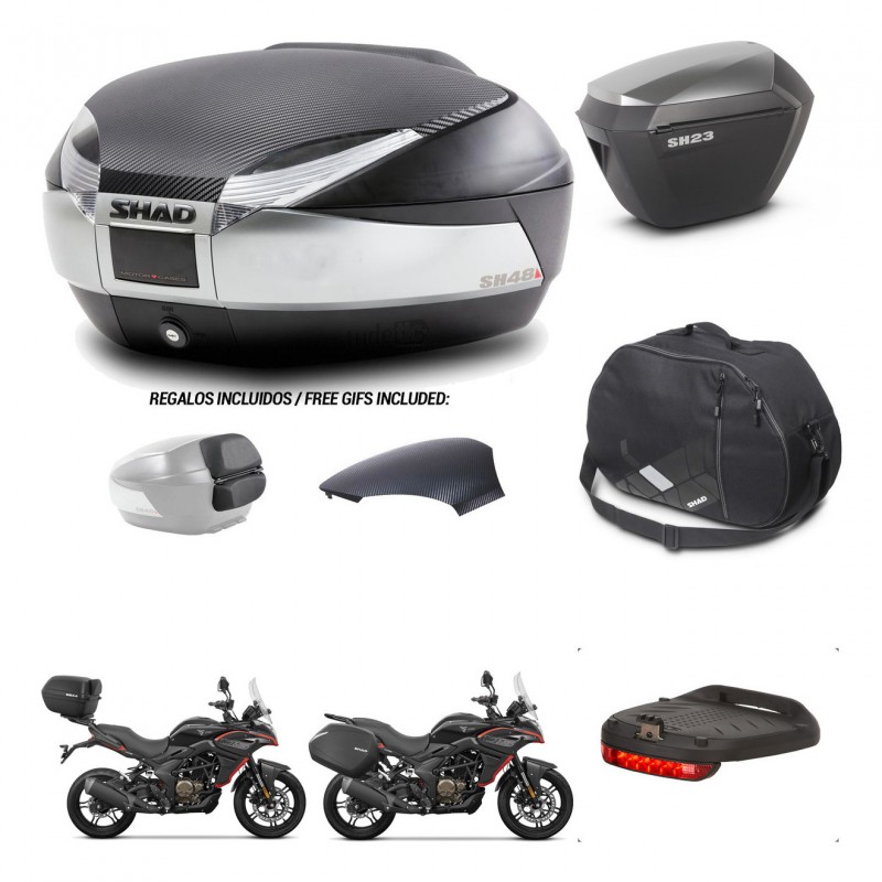 SHAD Maletas sh23 alu + soporte montaje baul SH48 tapa respaldo accesorios KIT-475771