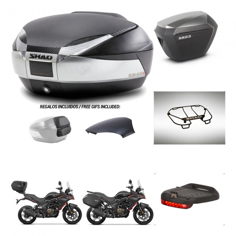 SHAD SH23 alu suitcases + mounting bracket SH48 trunk backrest cover accessories KIT-475783