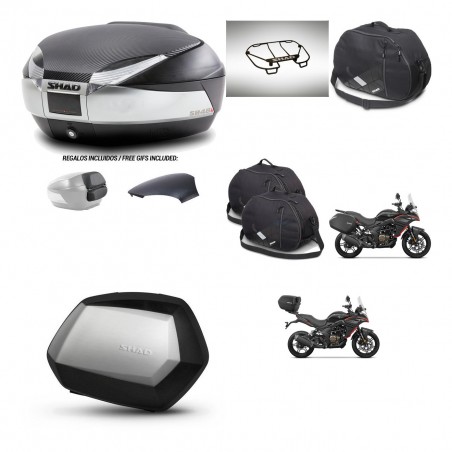 SHAD Maletas SH35 PREMIUM + soporte montaje baul SH48 tapa respaldo accesorios KIT-475788