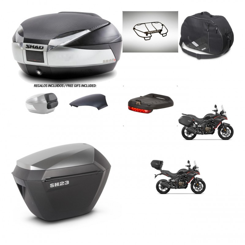 SHAD SH23 alu suitcases + mounting bracket SH48 trunk backrest cover accessories KIT-475795